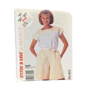 Vintage McCalls Stitch N Save Sewing Pattern 3709 Shorts & Top - Size 12-16 - Un